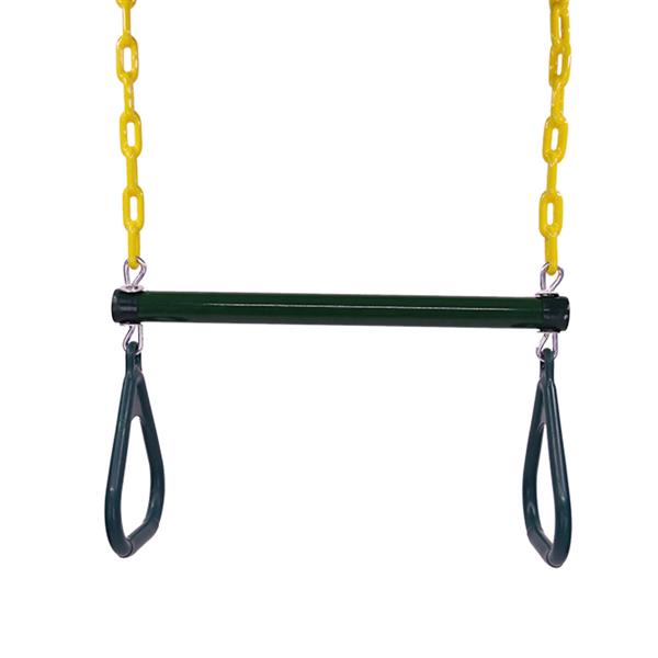 18" Trapeze Swing Bar with Rings Heavy Duty Chain Swing Set Accessories Green