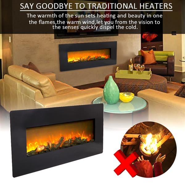 SF310-42AX 42 Inch 1400W Wall Hanging / Fireplace Single Color / Fake Wood / Heating Wire / With Small Remote Control Black