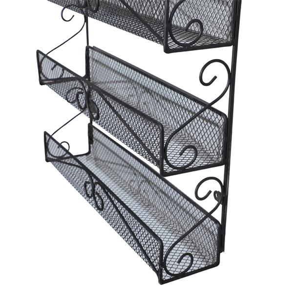 5 Tier Black Wall Mounted Spice Rack Organizer