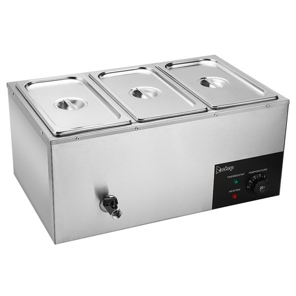 XTC1P-1/3 110V 600W 6.9QT/6.5L 3 Cells Bain Marie Food Warmer