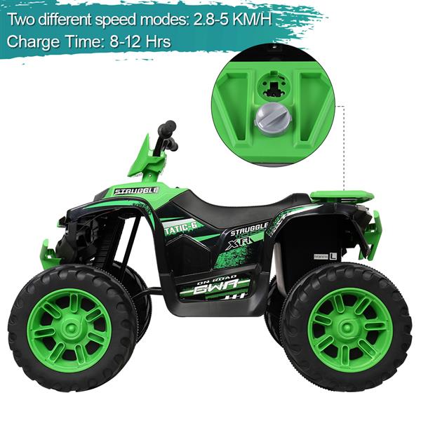LZ-9955 ALL Terrain Vehicle Dual Drive Battery 12V7AH*1 without Remote Control with Slow Start Green