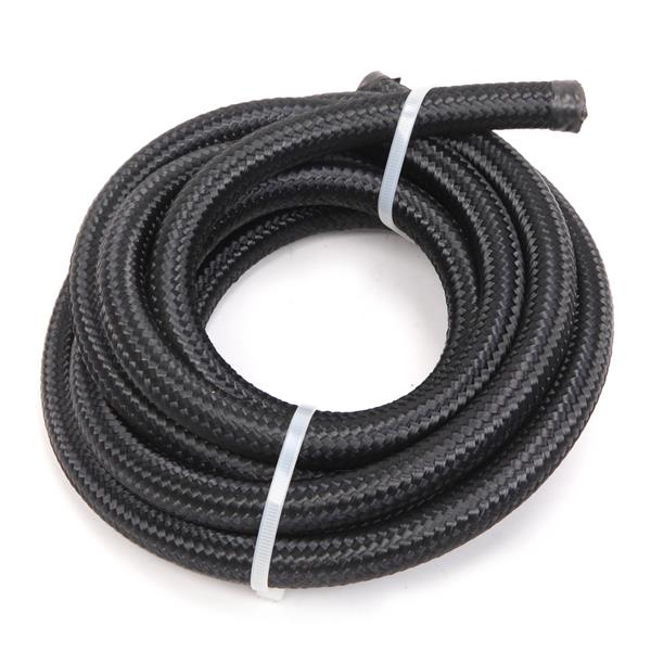 8AN 12-Foot Universal Black Fuel Hose   6 Black Connectors