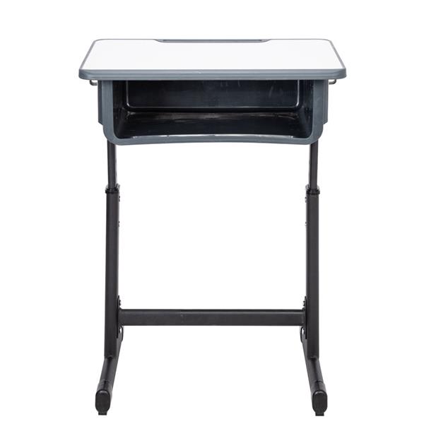 学生桌椅套装A款 黑烤漆 白色面 灰黑塑料【60x45x(67.5-76)cm】-9