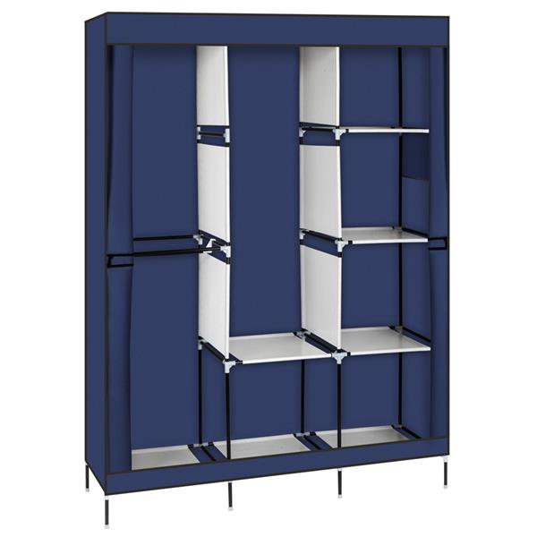71" Portable Closet Wardrobe Clothes Rack Storage Organizer with Shelf Blue 