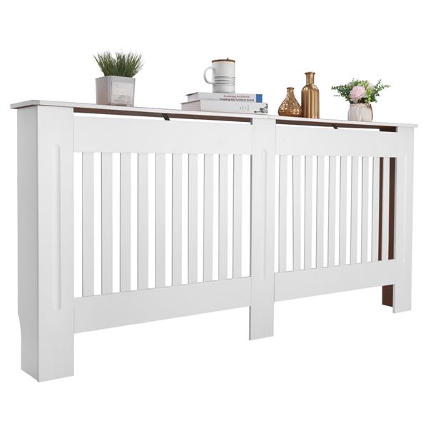 Simple Traditional Design Ventilated E1 MDF Board Vertical Stripe Pattern Radiator Cover White XL