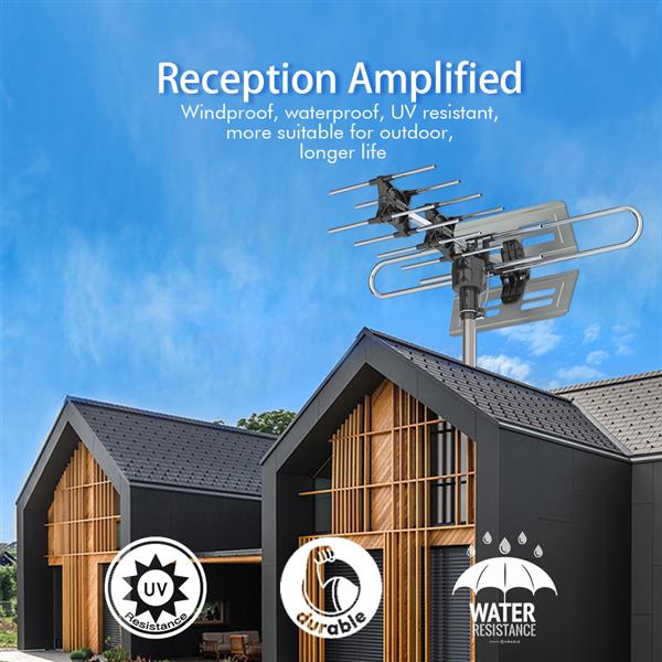 TA-983 360°Rotation UV Dual Frequency 45-860MHz 22-38dB Outdoor TV Antenna