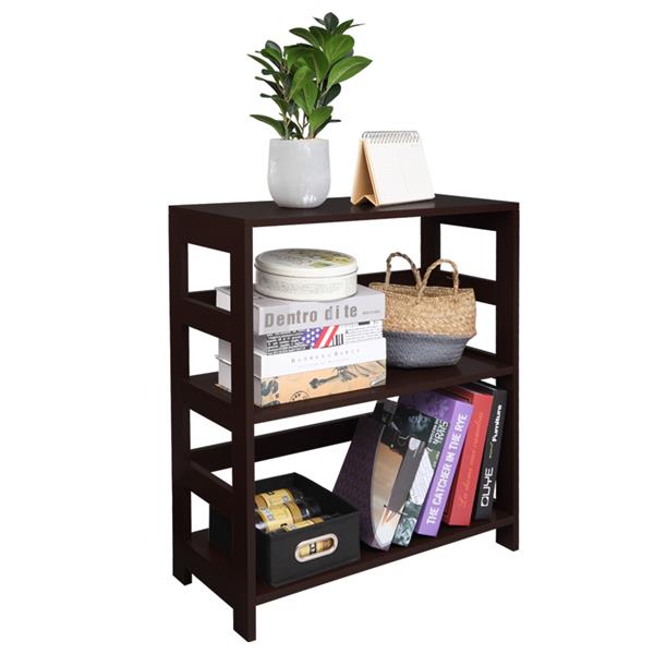 Storage Rack Wood Shelf 3 Tier Bookcase Shelf Storage Organizer, Brown Color