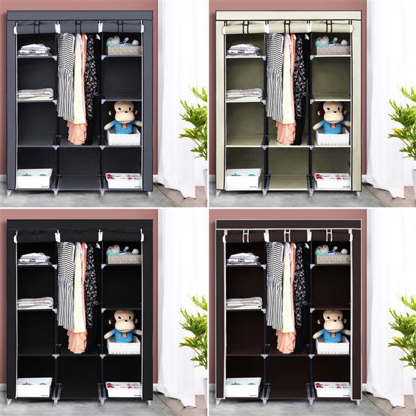 67" Portable Closet Organizer Wardrobe Storage Organizer with 10 Shelves Quick and Easy to Assemble Extra Space Dark Brown 