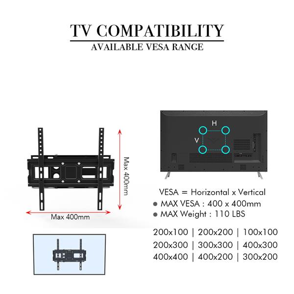 32-60 Inch Single Pendulum Large Base TV Stand Tmdd-102 Bearing 35Kg/Vese400*400/Upper And Lower-10~ 10°