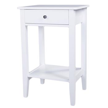 Two-layer Bedside Table Coffee Table with Drawer White