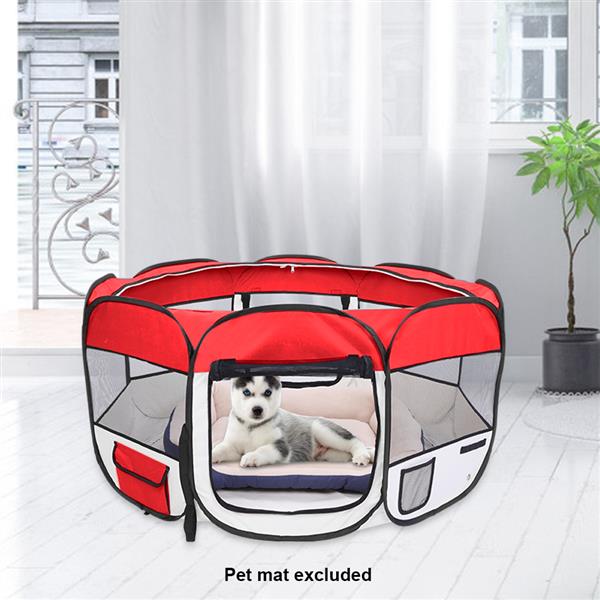 HOBBYZOO 36" Portable Foldable 600D Oxford Cloth & Mesh Pet Playpen Fence with Eight Panels Red