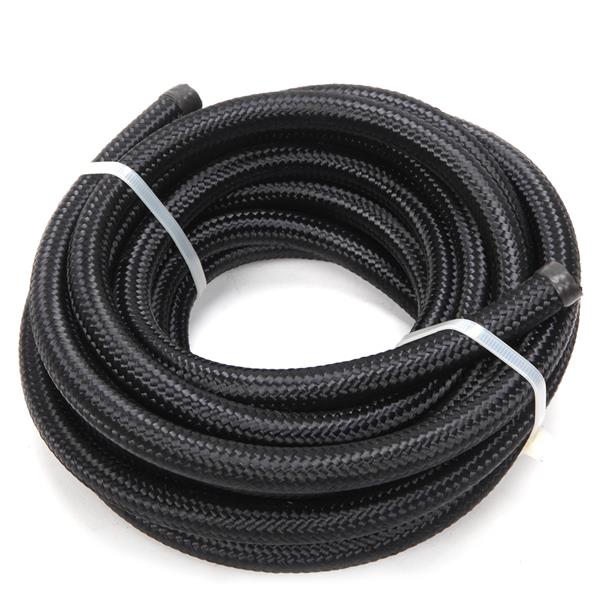 6AN 20-Foot Universal Black Fuel Pipe   10 Black Connectors