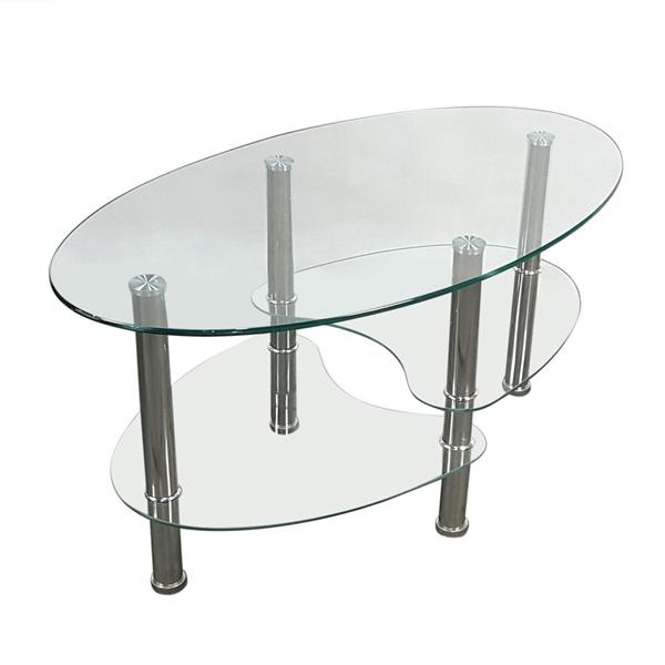 Dual Fishtail Style Tempered Glass Coffee Table Transparent