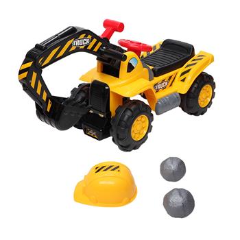 Children\\'s Excavator Toy Car Without Power   Two Plastic Artificial Stones, A Hat