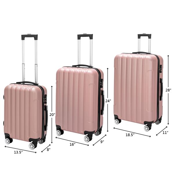 3-in-1 Multifunctional Large Capacity Traveling Storage Suitcase Luggage Set Rose Gold