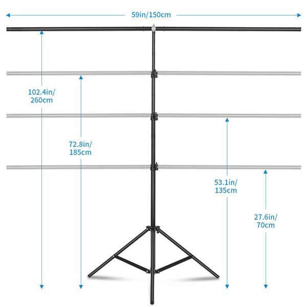 T-Shape Backdrop Stand with 150cm Crossbar & Clamps & Carry Bag(Do Not Sell on Amazon)