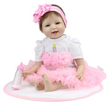 Pink Princess Skirt Fashionable Play House Toy Lovely Simulation Baby Doll with Clothes Size 22\\"