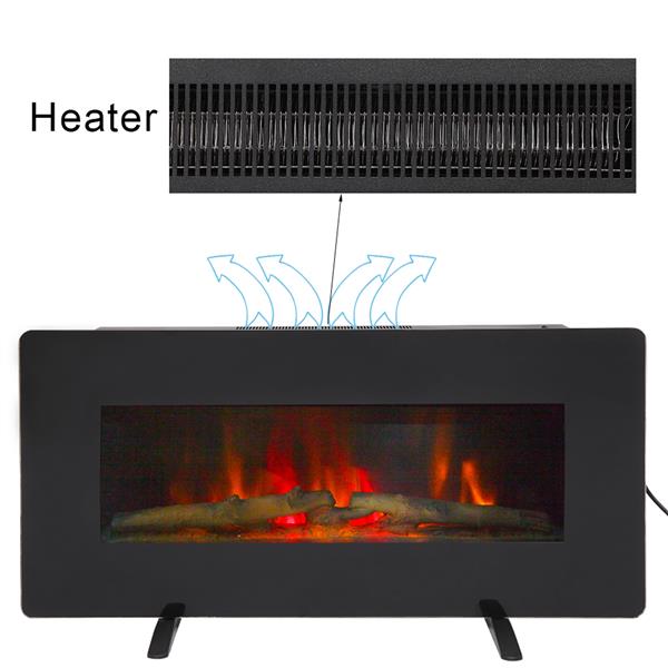 SF311-36G 36 Inch 1400W Wall Hanging / Fireplace Single Color / Fake Wood / Heating Wire / With Small Remote Control Black