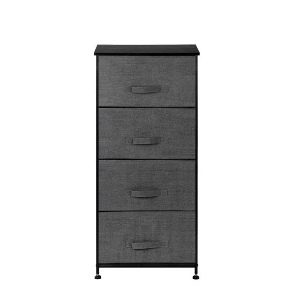 4-Tier Dresser Tower, Fabric Drawer Organizer With 4 Easy Pull Drawers With Metal Frame,Wooden Tabletop For Living Room, Closet, Grey