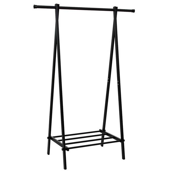 One-tier Garment Rack Metal Clothes Coat Shoe Storage Shelf Black 