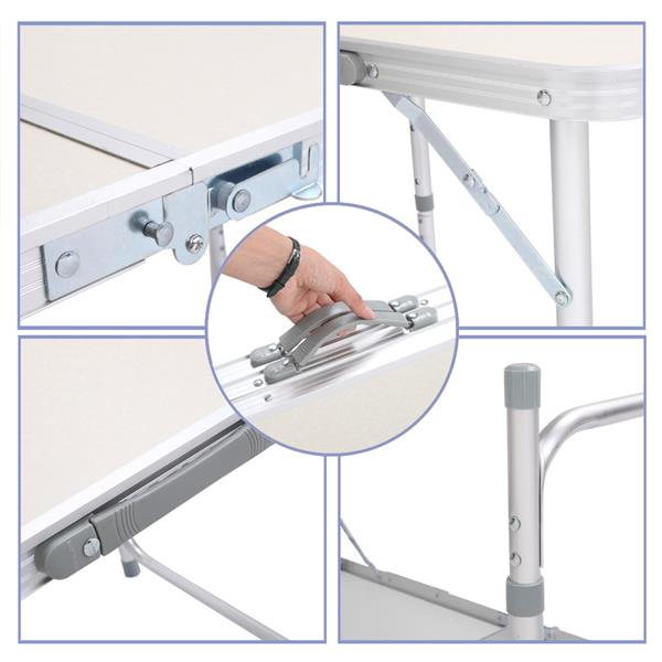 180 x 60 x 70cm Home Use Aluminum Alloy Folding Table White 