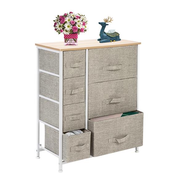 Dresser with 7 Drawers - Furniture Storage Tower Unit for Bedroom, Hallway, Closet, Office Organization - Steel Frame, Wood Top, Easy Pull Fabric Bins, Linen / Natural