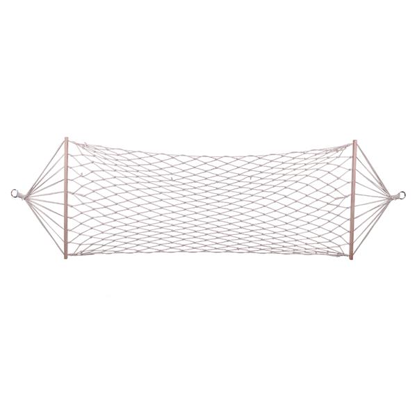 Wood Pole Cotton Rope Hammock Bed with Rope White