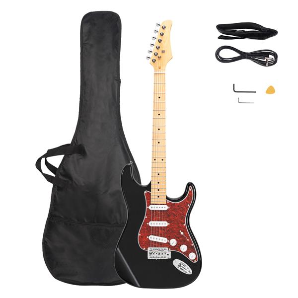 ST3 Stylish Pearl-shaped Pickguard Electric Guitar Black & Red