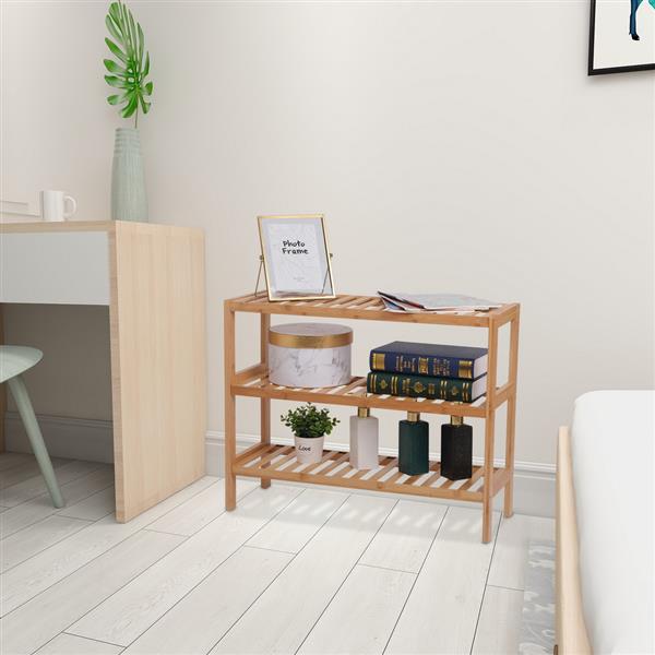 100% Bamboo Shoe Rack Bench, Shoe Storage, 3-Layer Multi-Functional Cell Shelf, Can Be Used For Entrance Corridor, Bathroom, Living Room And Corridor 70 * 25 * 55 - Natural