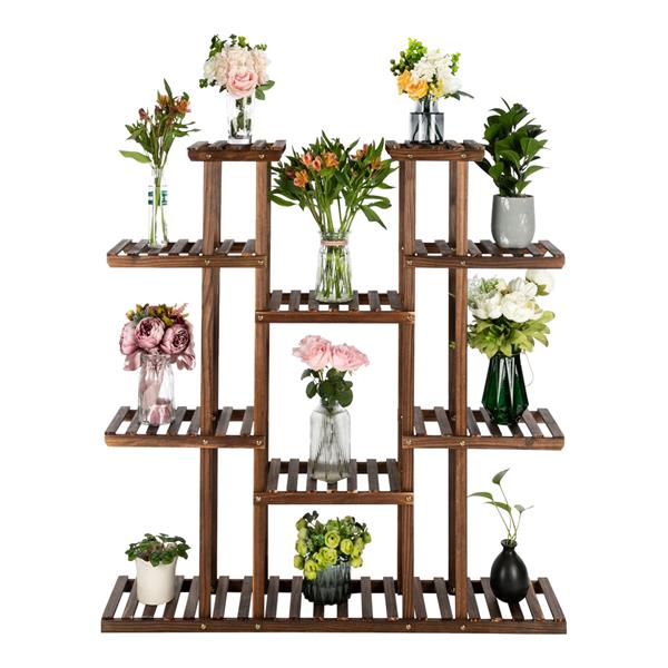 6-Story 11-Seat Indoor And Outdoor Multifunctional Carbonized Wood Plant Stand