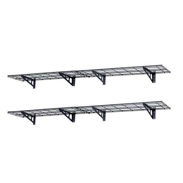 Black 2-Pack 1x6ft 12-inch-by-72-inch Wall Shelf Garage Storage Rack