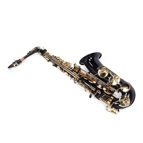 Be Brass Carving Pattern Pearl White Shell Button Saxophone with Strap Black