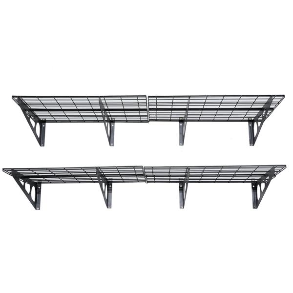 2-Pack 2x6ft 24-inch-by-72-inch Wall Shelf Garage Storage Rack Floating Shelves Black