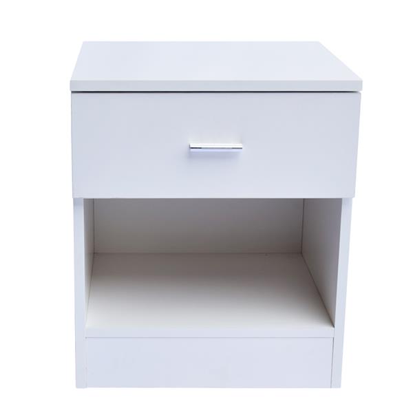 1 Drawer Metal Handle Bedside Cabinet Night Table White