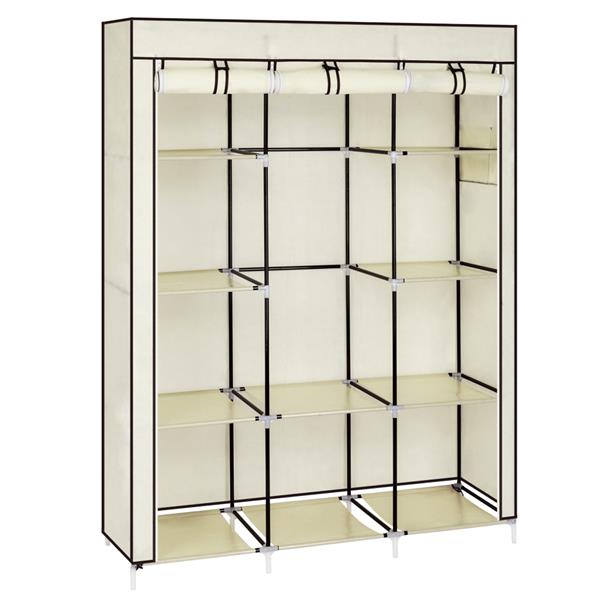 67" Portable Closet Organizer Wardrobe Storage Organizer with 10 Shelves Quick and Easy to Assemble Extra Space Beige