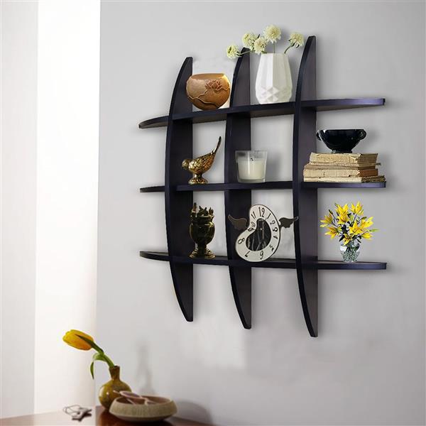 Cross Display Wall Shelf MDF Black