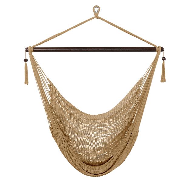 Caribbean Large Hammock Chair Swing Seat Hanging Chair with Tassels Coffee