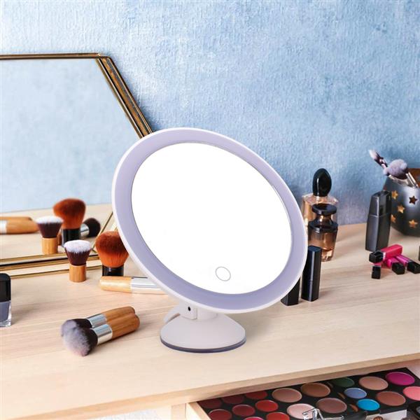 11LED Magnifying Glass Makeup Lamp 10X Times Magnifying Glass Surface 360 Degree Universal Shaft Touch Switch White (Without Battery, 4*AAA Required)