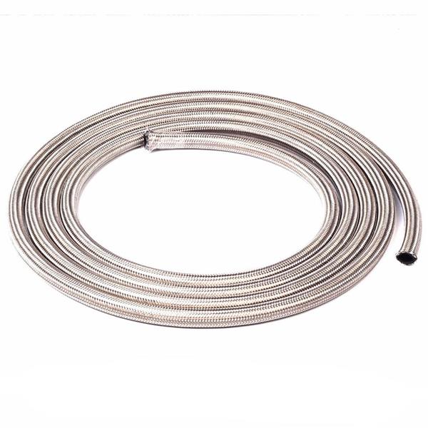 4AN 10Ft General Type Stainless Steel Braided Fuel Hose Silver