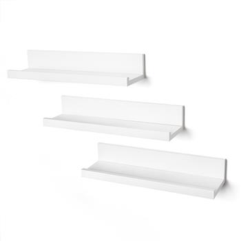 Set of 3 14-inch Floating Wall Shelves by White