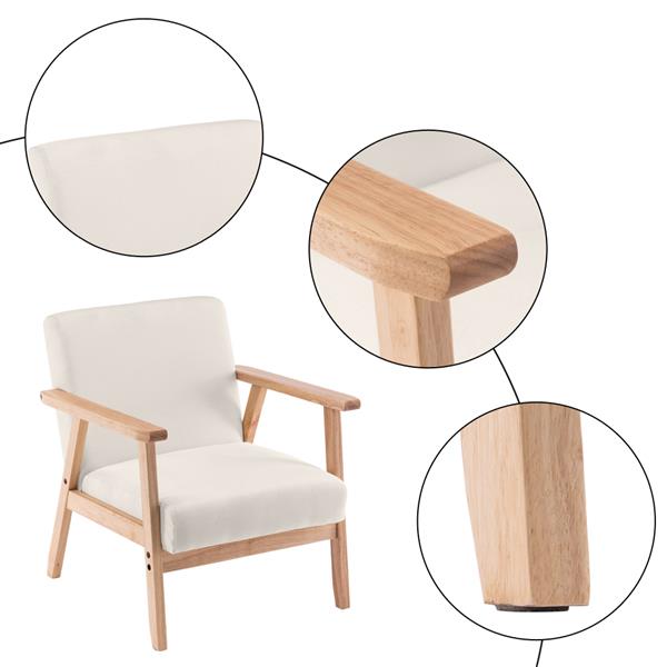 (64x59x71cm) Simple Fabric Wood Armrest Single Sofa Burlywood   Beige