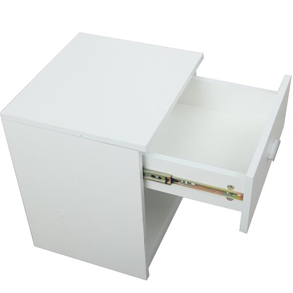 1 Drawer Metal Handle Bedside Cabinet Night Table White