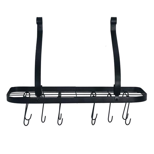 Wall Mount Pot Pan Rack with 10 Hooks（Black）