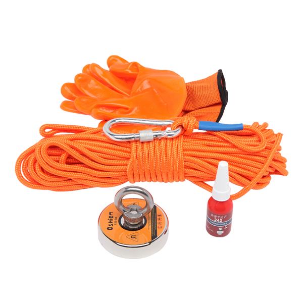 Magnet Fishing Kit with Strong Magnet for Pulling 550 lbs, Rope, Gloves, Threadlocker Glue | Fishing Magnets with Rope for Underwater Treasure Hunting and Retrieving Objects