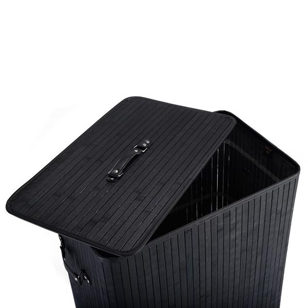 Double-lattice Bamboo Folding Basket Body with Cover Black