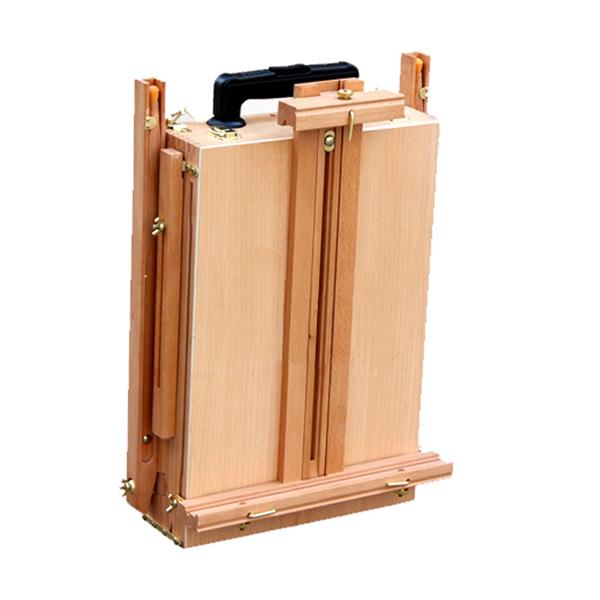 SFHX-3E Red Beech Portable Rolling Sketch Box Oil Painting Easel with Palette Wood Color