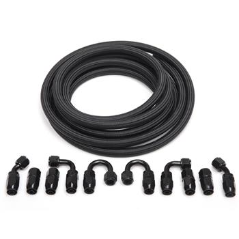 10AN 20-Foot Universal Black Fuel Pipe   10 Black Connectors