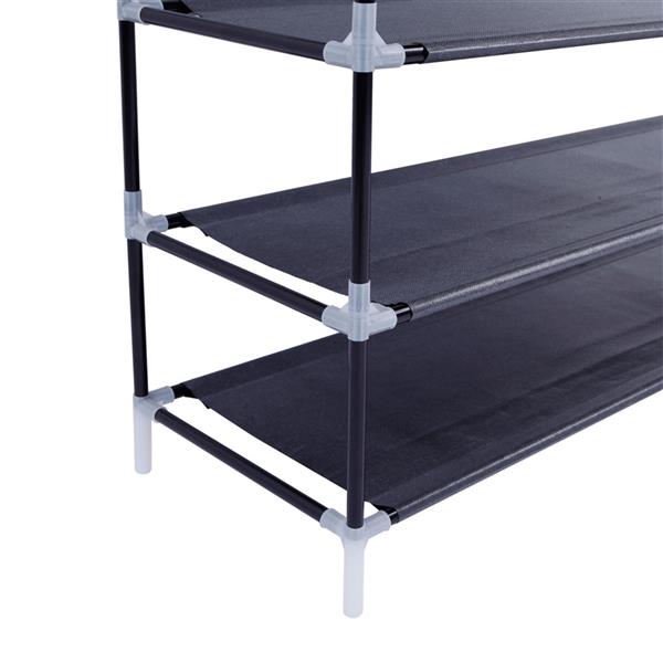 Simple Assembly 10 Tiers Non-woven Fabric Shoe Rack with Handle Black