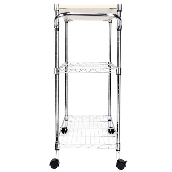 3-Tier Rolling Kitchen Trolley Cart Steel Island Storage Utility Service Dining