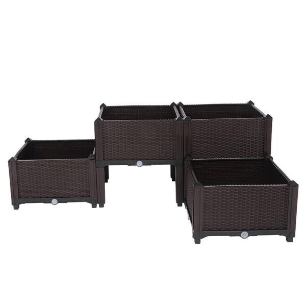 4Pcs Free Splicing Injection Planting Box Brown